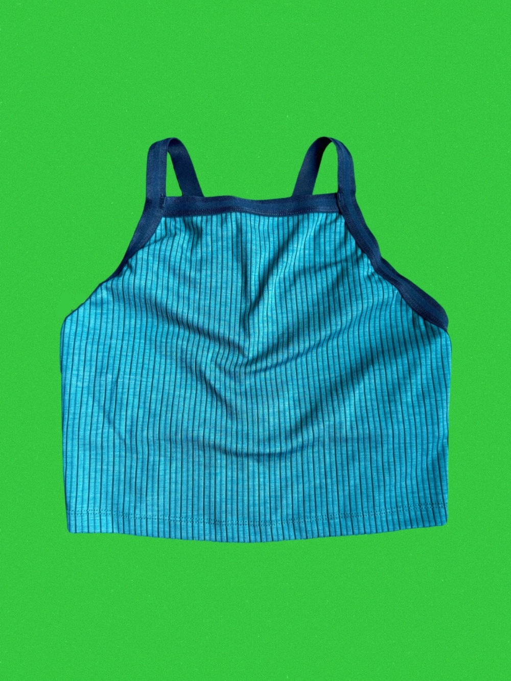 Prana Athletic Crop Top - Teal with Navy Trim